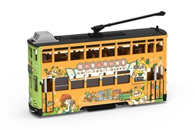 [Online Shop Only]Tiny City 52 Die-cast Model Car - Hong Kong Tram (6th-generation) Ding Ding Cat Yellow/Green