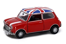 Tiny City 153 Die-cast Model Car - Mini Cooper Red with Union Jack Roof & White Bonnet Stripes (RHD)