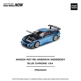 POPRACE 1/64 MAZDA RX7 RE-AMEMIYA WIDEBODY - BLUE CHROME